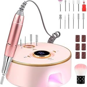 Professionnelle Sans Fil 35000 RPM, 13 en 1 Lime Manucure Electrique, Vitesse Réglable avec LED écran, Ponceuse Ongle Portable pour Polissage, Enlèvement des Callosités, Pedicure