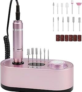 Professionnelle 40000RPM, lime à ongles Electrique avec Affichage LCD et Bouton de Pause, 6 Embouts Ponçage pour Manucure Pédicure Retirer Vernis Gel