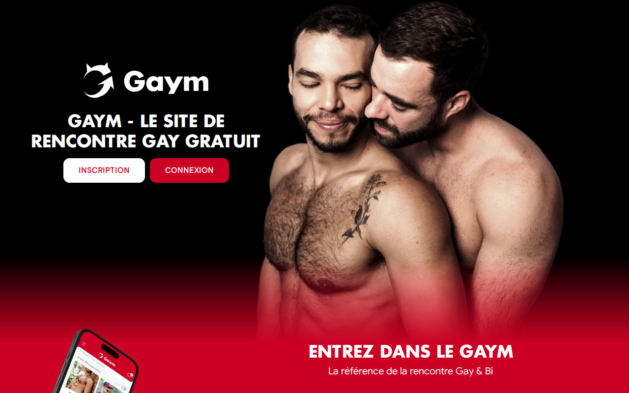 Capture de la page d’accueil Gaym, site de rencontre gay et bi