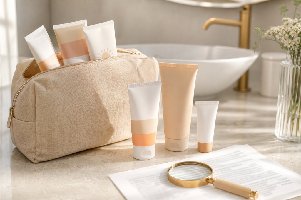 Trousse de soins solaires avec liste d’ingrédients à décrypter
