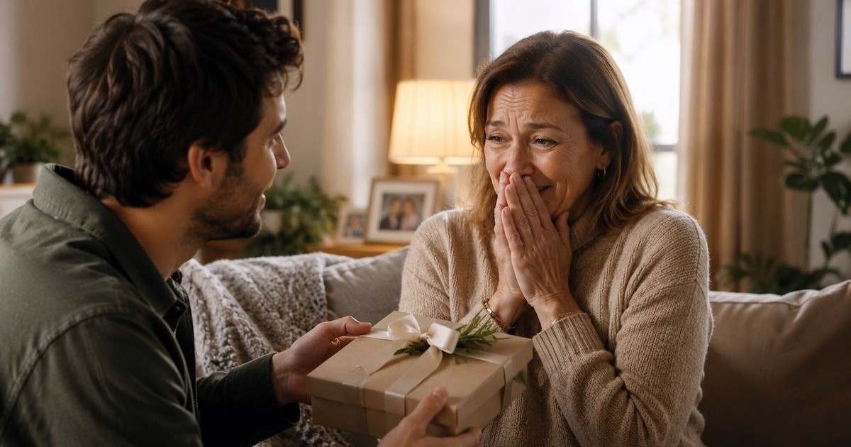 Une maman émue reçoit un cadeau de Noël de son fils