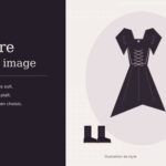 Illustration de style : robe gothique noire à laçage, bottines et collier
